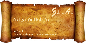 Zsiga Arikán névjegykártya